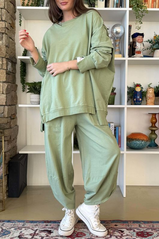 Lagen Shelby Sweatshirt Barrel Pant Matcha - 